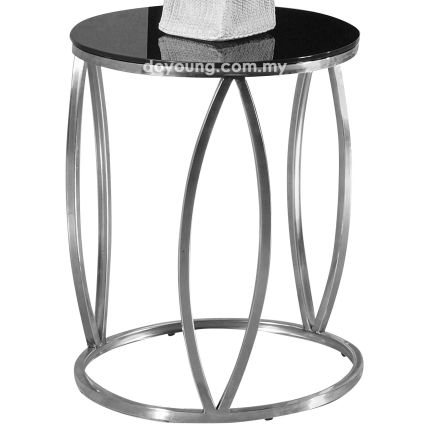 VASKA II (Ø35H49cm Stainless Steel) Side Table with Glass Top