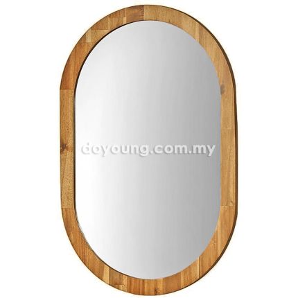 LETHIA (60x90cm Acacia Wood) Oval Wall Mirror
