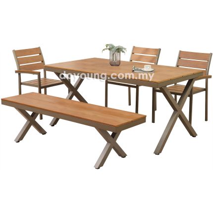 LETORTE II (1T 160x90cm+3C+1B Plasticwood) Outdoor Dining Set