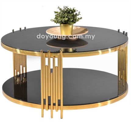 LORENTZ II (Ø90cm Glass, Gold) Coffee Table