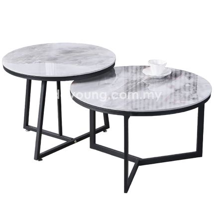 LOVINO IV (Ø70, Ø60cm Ceramic) Set-of-2 Nesting Tables