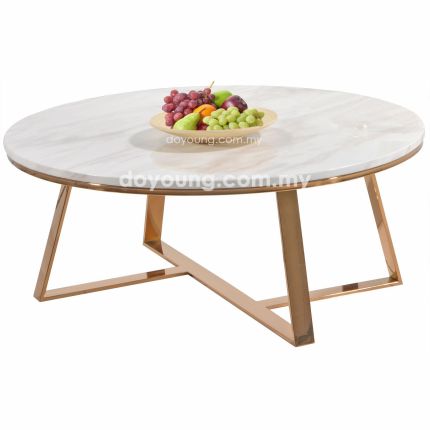 LOVINO (Ø100cm Rose Gold) Coffee Table with Faux Marble Top