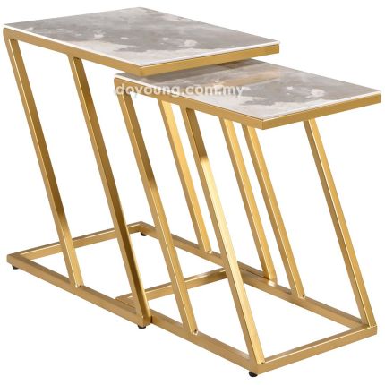 XANTICA II (50H55, 47H50cm Ceramic, Gold) Set-of-2 Nesting Tables