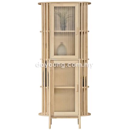 LYRIS (90H210cm Rubberwood - WhiteWash) Display Cabinet
