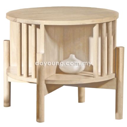 LYRIS (Ø55H51cm Rubberwood - WhiteWash) Side Table