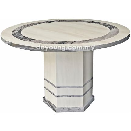 METONI (Ø120cm T36mm - Fully Faux Marble, Grey) Dining Table