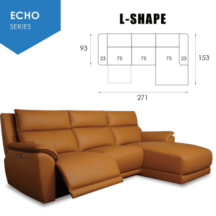 ECHO (271cm Fabric/Leather) L-Shape Recliner Sofa (CUSTOM)