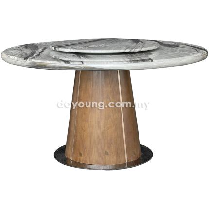 ANDARA II (Ø130cm Grey) Faux Marble Dining Table with Lazy Susan