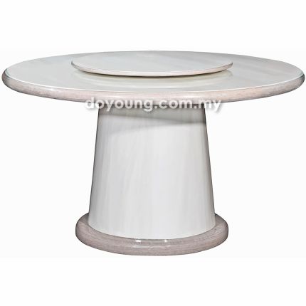 MITONI (Ø130cm T50mm - Light Brown) Fully Faux Marble Dining Table with Lazy Susan