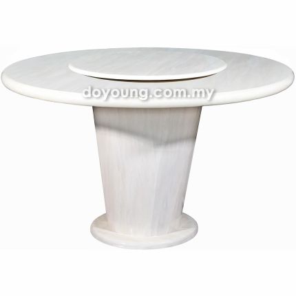 MEDINO (Ø130cm T50mm - White) Fully Faux Marble with Lazy Susan