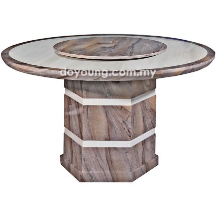 METONI (Ø130cm T50mm - Brown) Fully Faux Marble with Lazy Susan