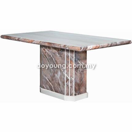METONI (150x90cm T50mm - Fully Faux Marble, Brown) Dining Table