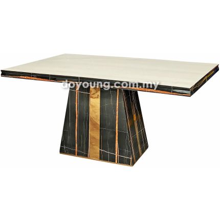 MITONI (150/180cm T50mm - Fully Faux Marble, Black) Dining Table