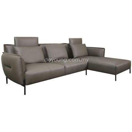 JURMEND (263cm Fabric/Leather) L-Shape Sofa with 3 Throw Pillows (CUSTOM)