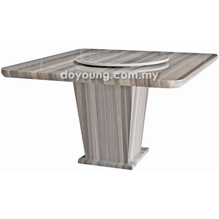 MEDINO (▢130cm T50mm - Fully Faux Marble, Dark Taupe) Dining Table with Lazy Susan