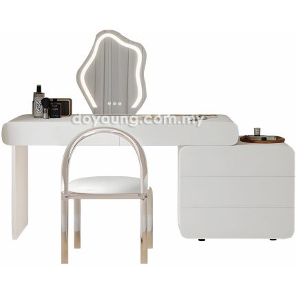 MAGGY II (110/130/150cm Extendable) Dressing Table with LED Mirror and Stool