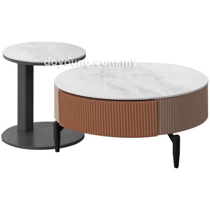 GAVIRA (Ø70,40H42cm Ceramic Set-of-2) Coffee Tables