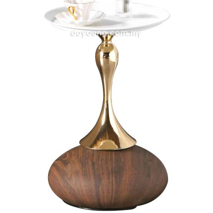MEENA (Ø39H58cm Walnut, Gold) Side Table 