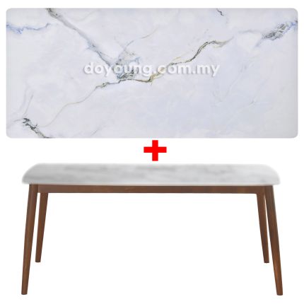 MELINA Stone+ (180x90cm Walnut, ALBA-PUL AZUL) Dining Table
