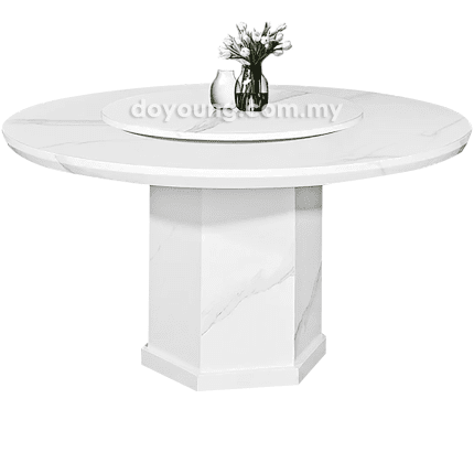 METONIKA (Ø135cm Fully Faux Marble) Dining Table with Lazy Susan