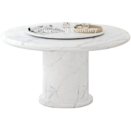 METONIKA II (Ø135cm Fully Faux Marble) Dining Table with Lazy Susan