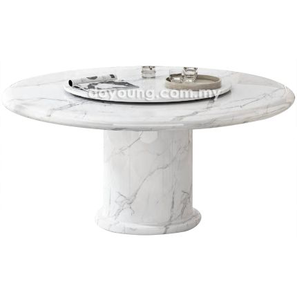 METONIKA II (Ø150cm Fully Faux Marble) Dining Table with Lazy Susan