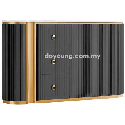 MIKHEL (120cm Black, Gold) Sideboard / Shoe Cabinet