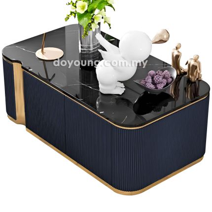MIKHEL (120x60cm Dark Blue, Gold) Coffee Table