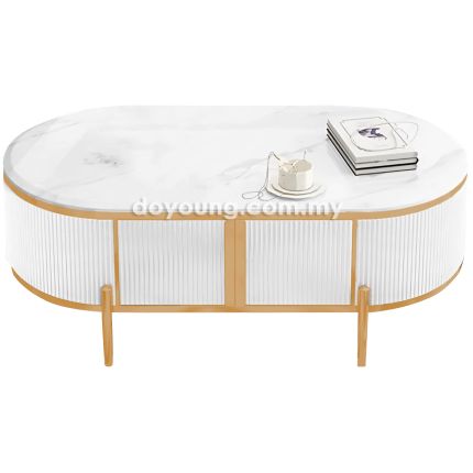 MITCHELL II (Oval120x60cm White, Gold) Coffee Table