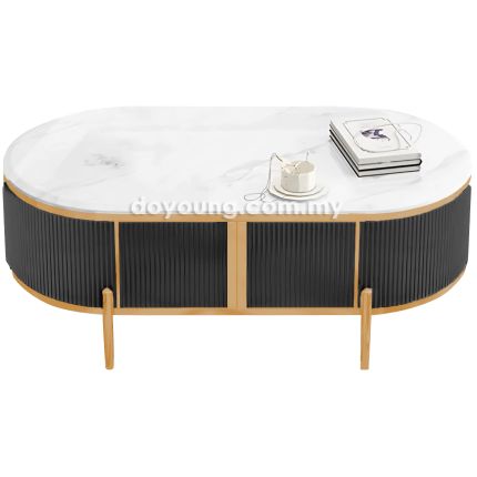MITCHELL II (Oval120x60cm Dark Grey, Gold) Coffee Table