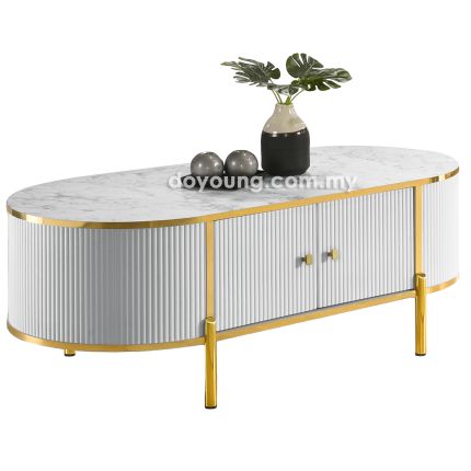 MITCHELL III (Oval120x60cm White, Gold) Coffee Table