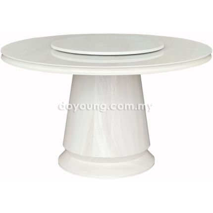 MITONI (Ø130cm - T50mm White) Fully Faux Marble Dining Table with Lazy Susan