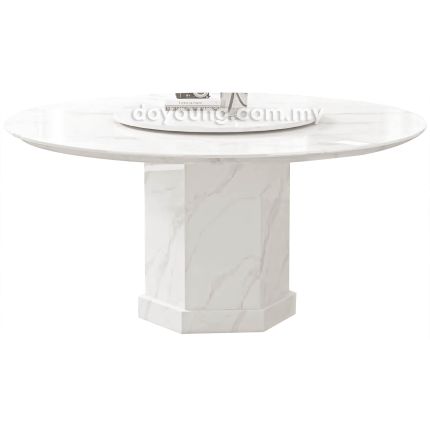METONIKA (Ø150cm Fully Faux Marble) Dining Table with Lazy Susan