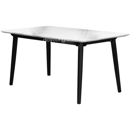 MJOLNIR (150cm Black) Dining Table with Faux Marble Top