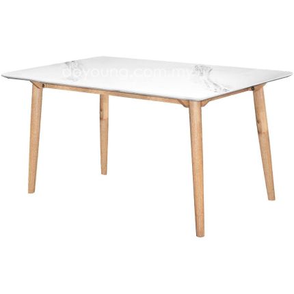 MJOLNIR (200cm Oak) Dining Table with Faux Marble Top