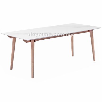 MJOLNIR (200x90cm Faux Marble, Rubberwood - WhiteWash) Dining Table