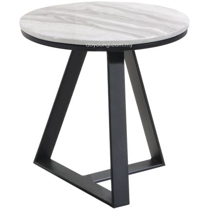LOVINO (Ø50cm) Side Table with Faux Marble Top