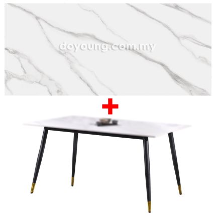 MONIKA III (180x90cm Sintered Stone - White) Black/Gold Dining Table