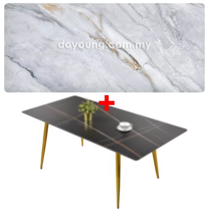 MONIKA II (180x90cm Ceramic - Grey) Gold Dining Table