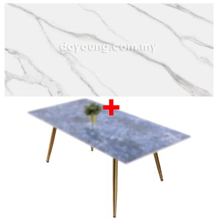 MONIKA V (140x80cm Sintered Stone, White) Gold Dining Table
