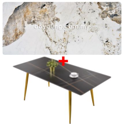 MONIKA II (180x90cm Ceramic - Brown) Gold Dining Table
