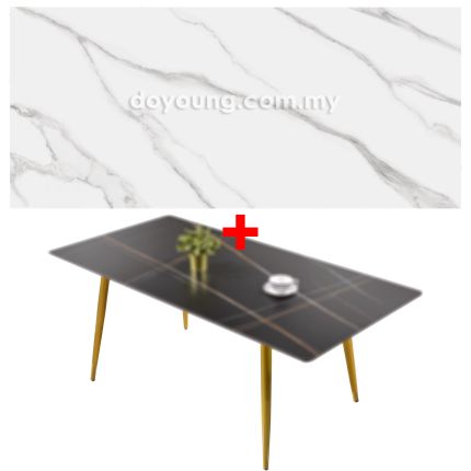 MONIKA II (140x80cm Sintered Stone, White) Gold Dining Table