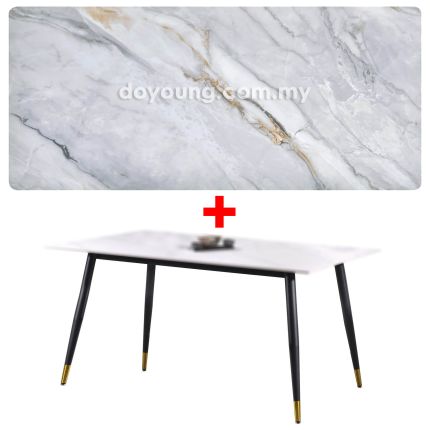 MONIKA III (180x90cm Ceramic, Grey) Black/Gold Dining Table