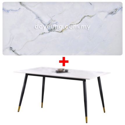 MONIKA III (180x90cm Ceramic, Light Grey) Black/Gold Dining Table