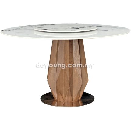 OMEGA (Ø135cm White) Ceramic Dining Table with Lazy Susan