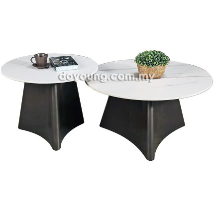OLUCE (Ø80,Ø60cm Set-of-2) Coffee Tables with Sintered Stone Top