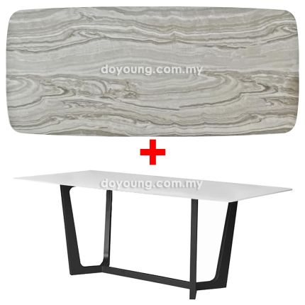 NILSINA II (180x100cm - Faux Marble, Grey) Dining Table