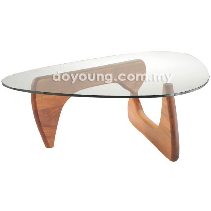 NOGUCHI (△125cm Glass, Rubberwood - Walnut) Coffee Table (replica)