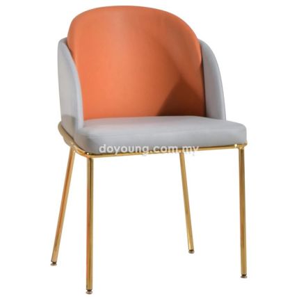 NOIR II (Faux Leather+Velvet, Gold - Orange) Armchair