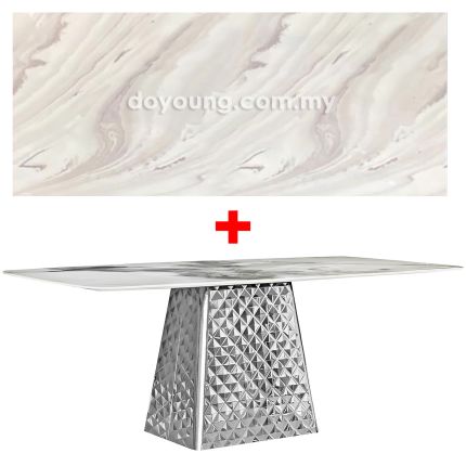 OLUCE ♦ (180x100cm Faux Marble - Light Grey) Dining Table